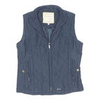JOULES Womens Navy Quilted Zip Jacket M Cotton Blend Classic Lightweight