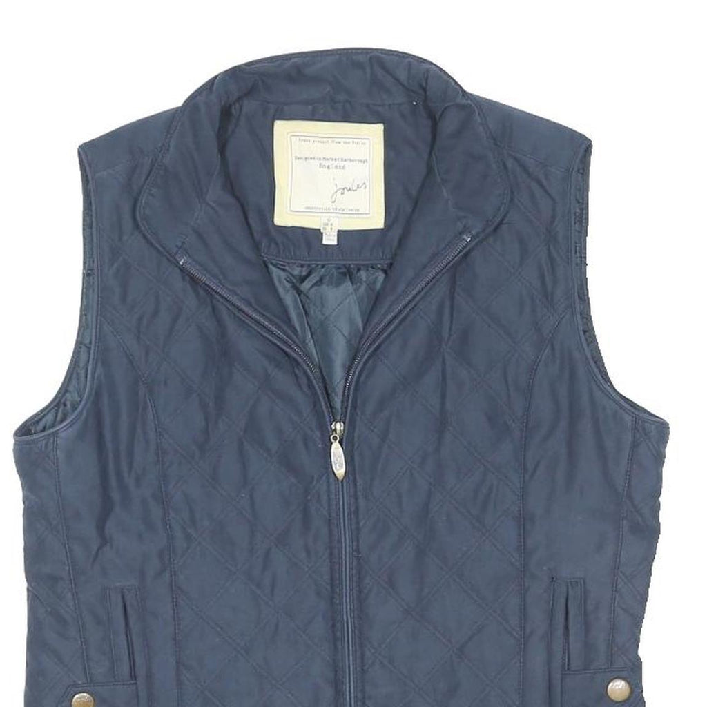 JOULES Womens Navy Quilted Zip Jacket M Cotton Blend Classic Lightweight