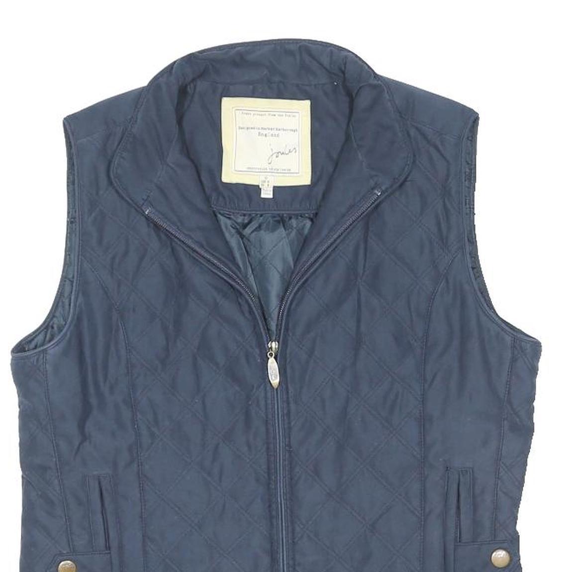 JOULES Womens Navy Quilted Zip Jacket M Cotton Blend Classic Lightweight