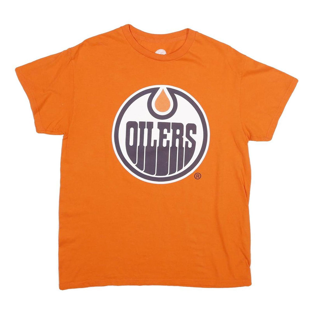 NHL Mens Orange Oilers Graphic T-Shirt M Short Sleeve Crew Neck Cotton