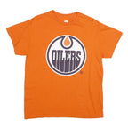 NHL Mens Orange Oilers Graphic T-Shirt M Short Sleeve Crew Neck Cotton