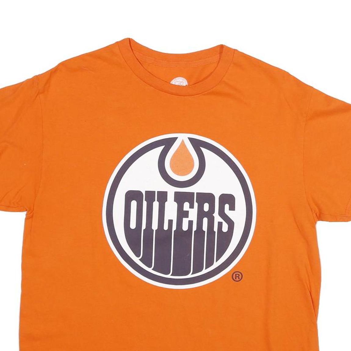 NHL Mens Orange Oilers Graphic T-Shirt M Short Sleeve Crew Neck Cotton