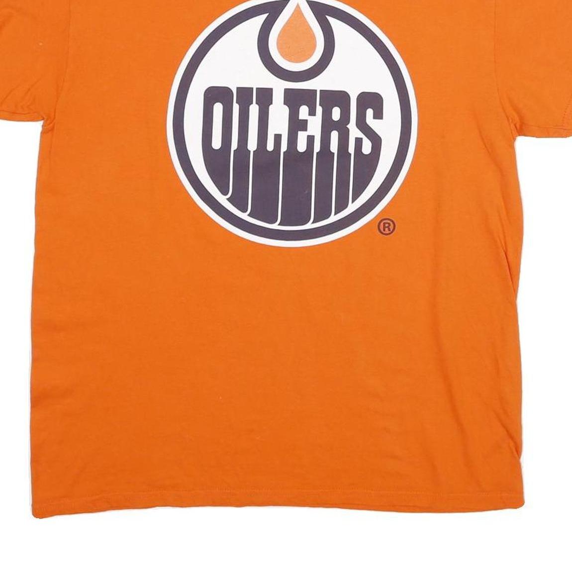 NHL Mens Orange Oilers Graphic T-Shirt M Short Sleeve Crew Neck Cotton