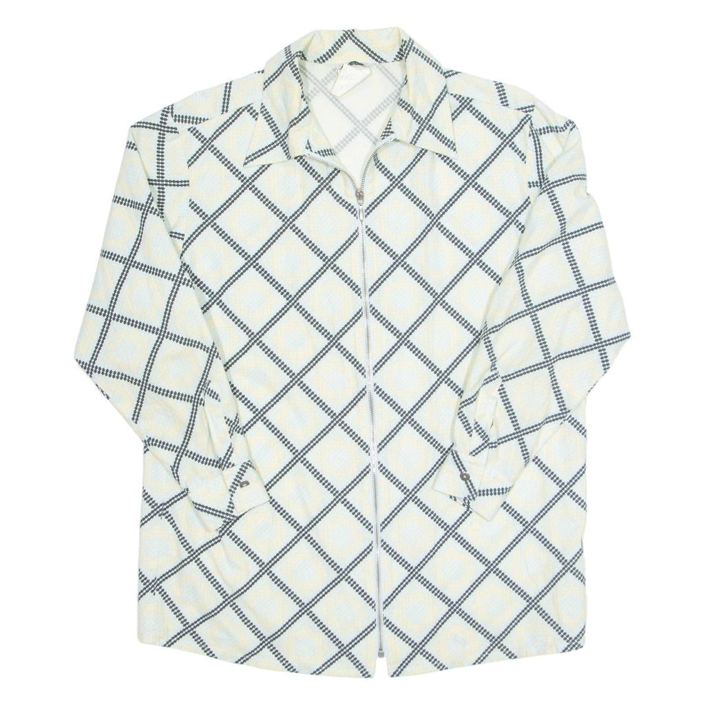 TREND Womens Shirt Cream Diamond Long Sleeve L