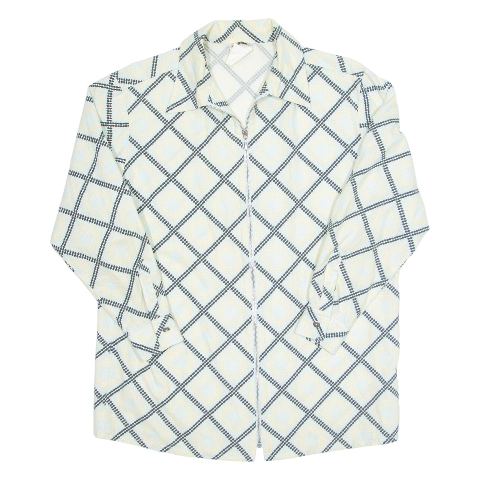 TREND Womens Shirt Cream Diamond Long Sleeve L
