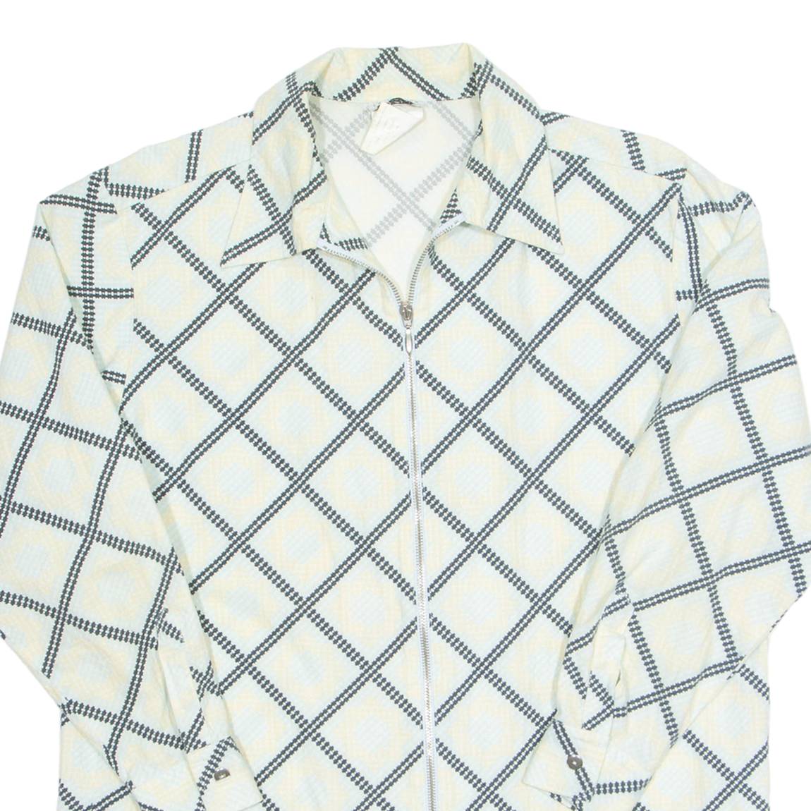 TREND Womens Shirt Cream Diamond Long Sleeve L
