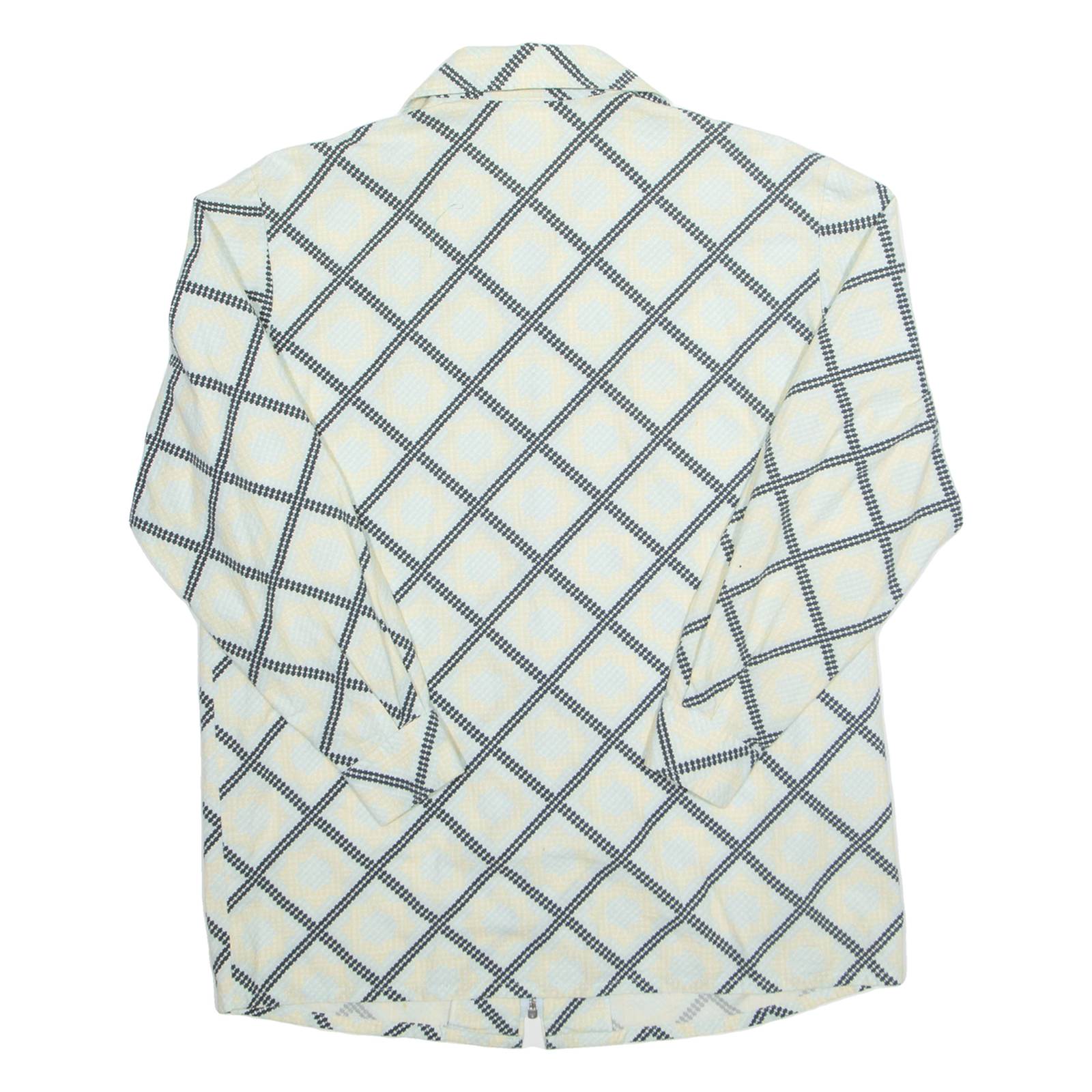 TREND Womens Shirt Cream Diamond Long Sleeve L