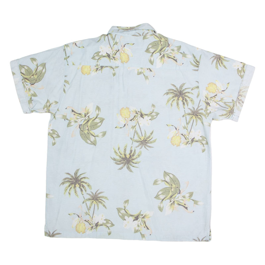 FADED GLORY Mens Hawaiian Shirt Blue Floral L