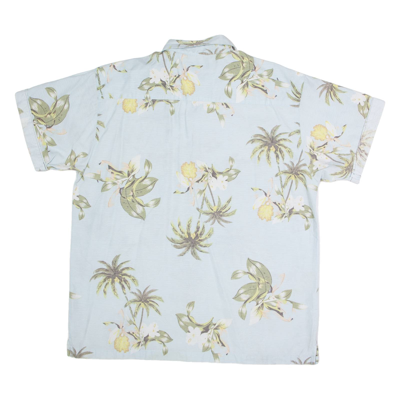 FADED GLORY Mens Hawaiian Shirt Blue Floral L