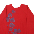 TULTEX Womens Red Sweatshirt L Crew Neck Cotton Blend Pullover Leaves Print