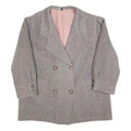 Womens Grey & Pink Plain Double Breasted Jacket L Woven Button Closure