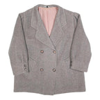 Womens Grey & Pink Plain Double Breasted Jacket L Woven Button Closure