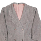 Womens Grey & Pink Plain Double Breasted Jacket L Woven Button Closure