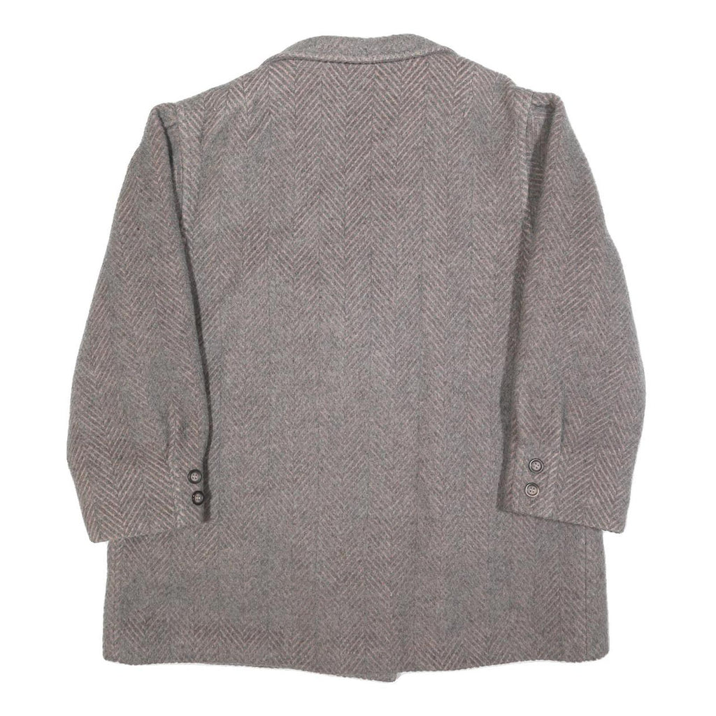 Womens Grey & Pink Plain Double Breasted Jacket L Woven Button Closure