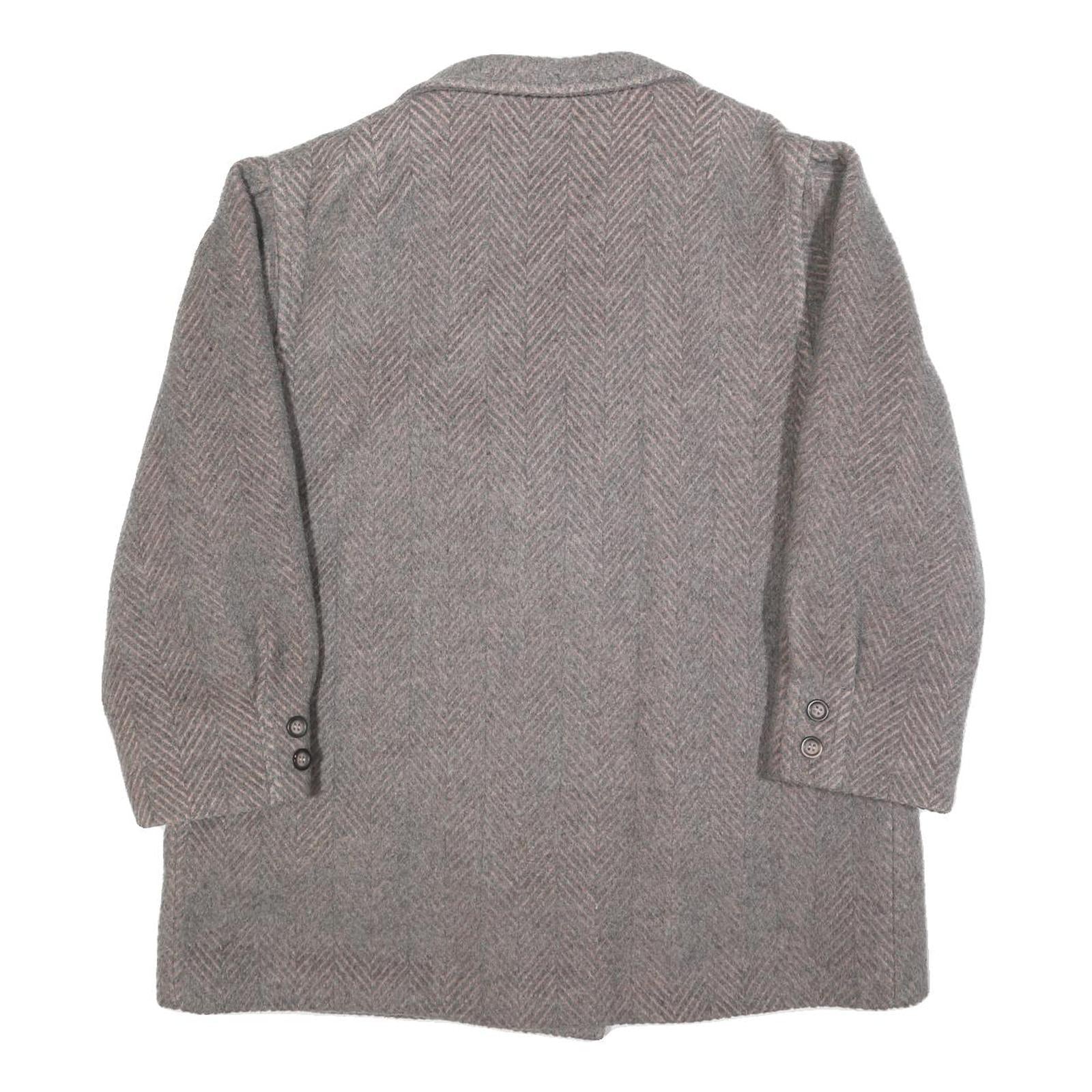 Womens Grey & Pink Plain Double Breasted Jacket L Woven Button Closure