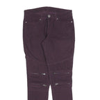LEVI'S Womens Cotton Blend Slim Purple Zip Trousers W30 L32 Stylish Pocket Zips