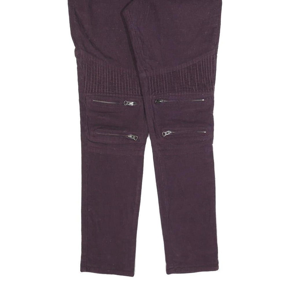 LEVI'S Womens Cotton Blend Slim Purple Zip Trousers W30 L32 Stylish Pocket Zips