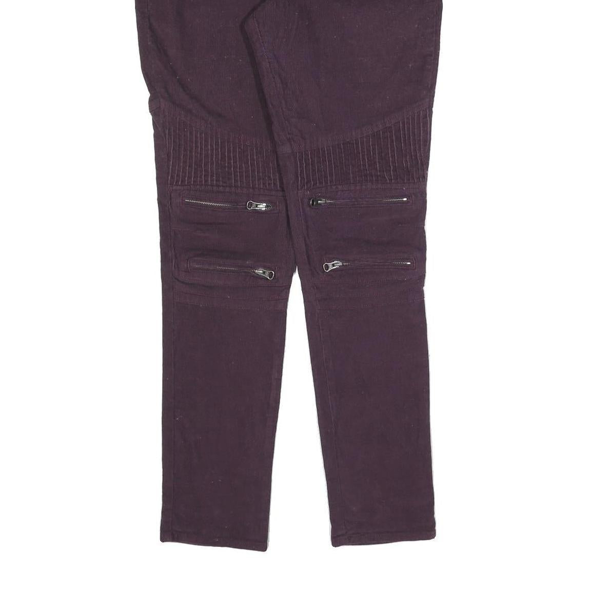 LEVI'S Womens Cotton Blend Slim Purple Zip Trousers W30 L32 Stylish Pocket Zips