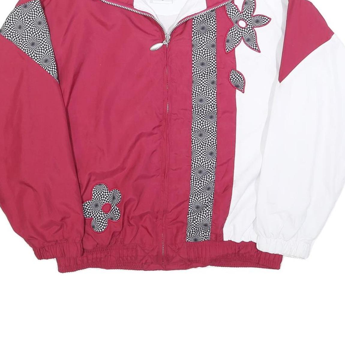 HEAD Womens Red & White Floral Nylon Zip Jacket M Casual Stylish Sport