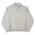 Mens Cream Button Cotton Blend Jacket L Plain Classic Relaxed Fit Casual