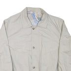 Mens Cream Button Cotton Blend Jacket L Plain Classic Relaxed Fit Casual