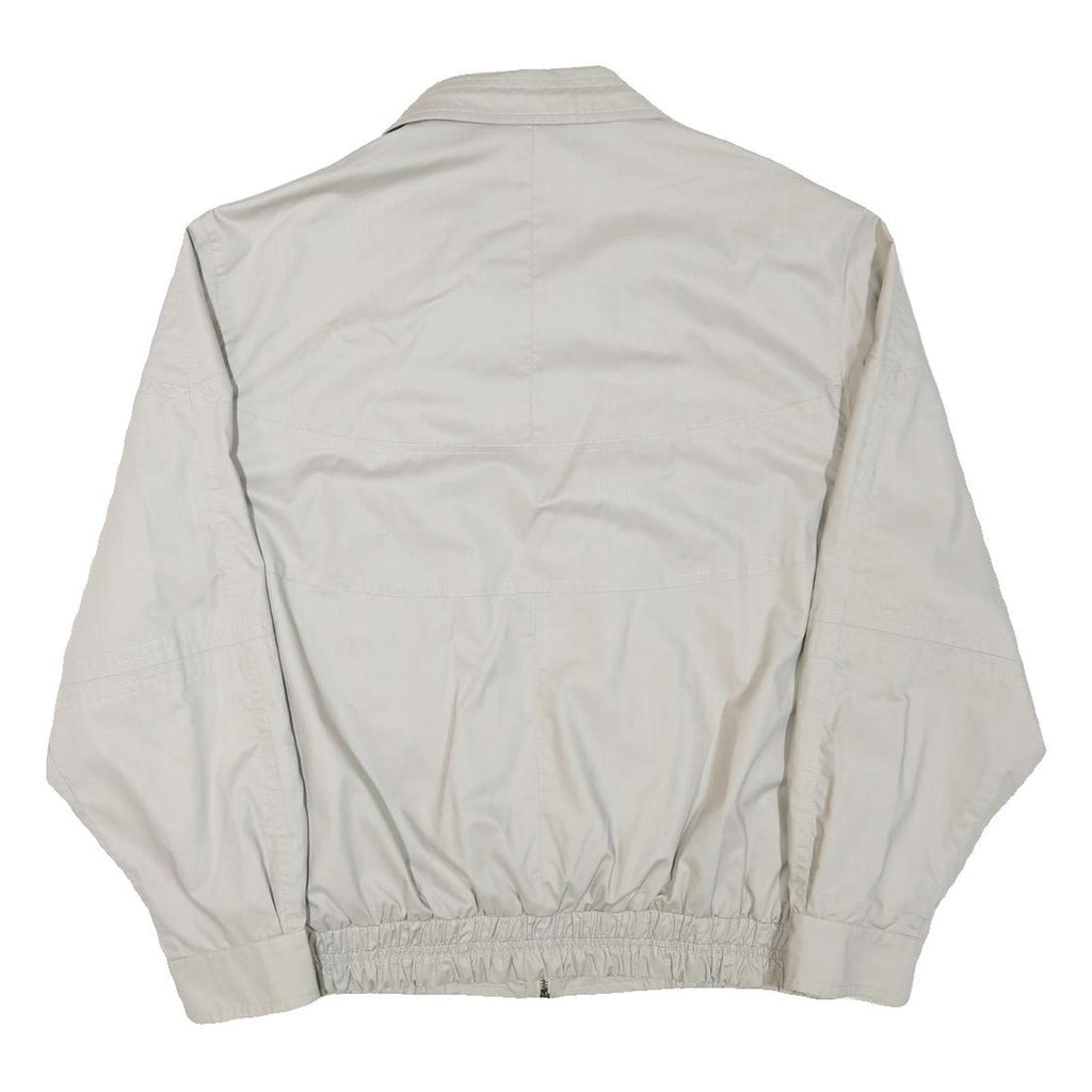 Mens Cream Button Cotton Blend Jacket L Plain Classic Relaxed Fit Casual