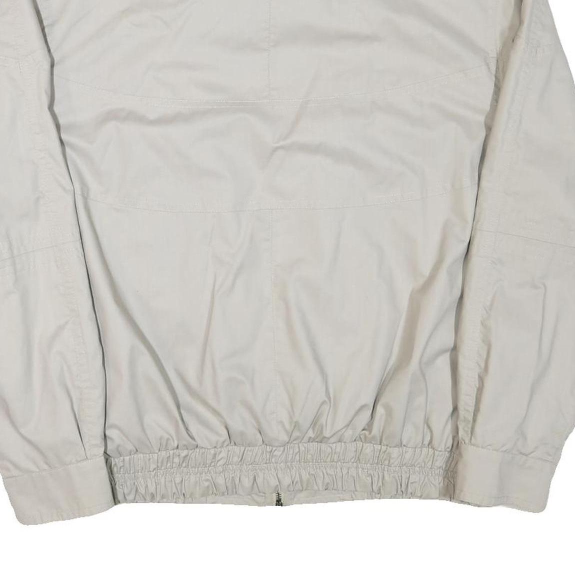 Mens Cream Button Cotton Blend Jacket L Plain Classic Relaxed Fit Casual