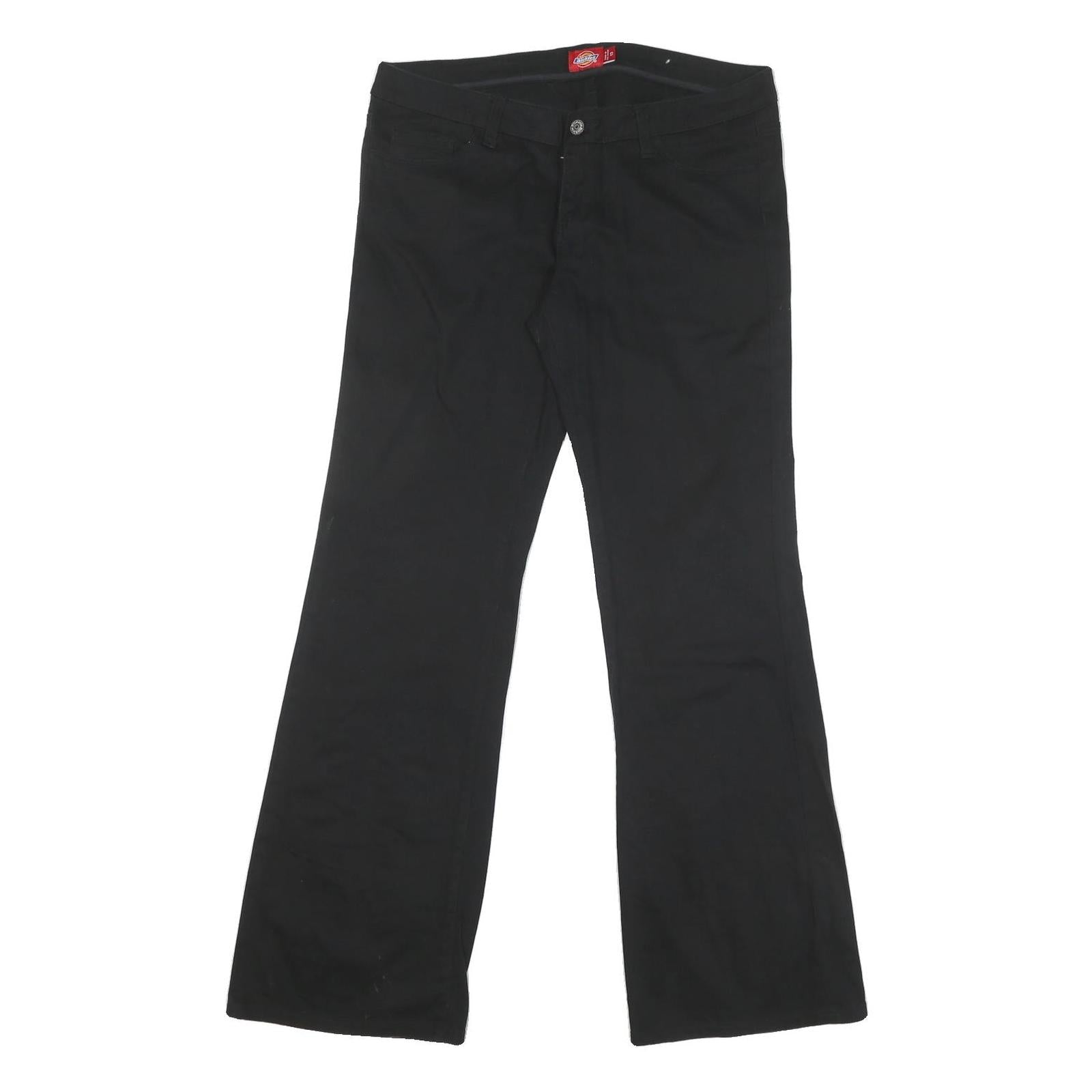 DICKIES Womens Black Regular Fit Straight Leg Trousers W34 L31 Cotton Blend Zip