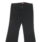 DICKIES Womens Black Regular Fit Straight Leg Trousers W34 L31 Cotton Blend Zip