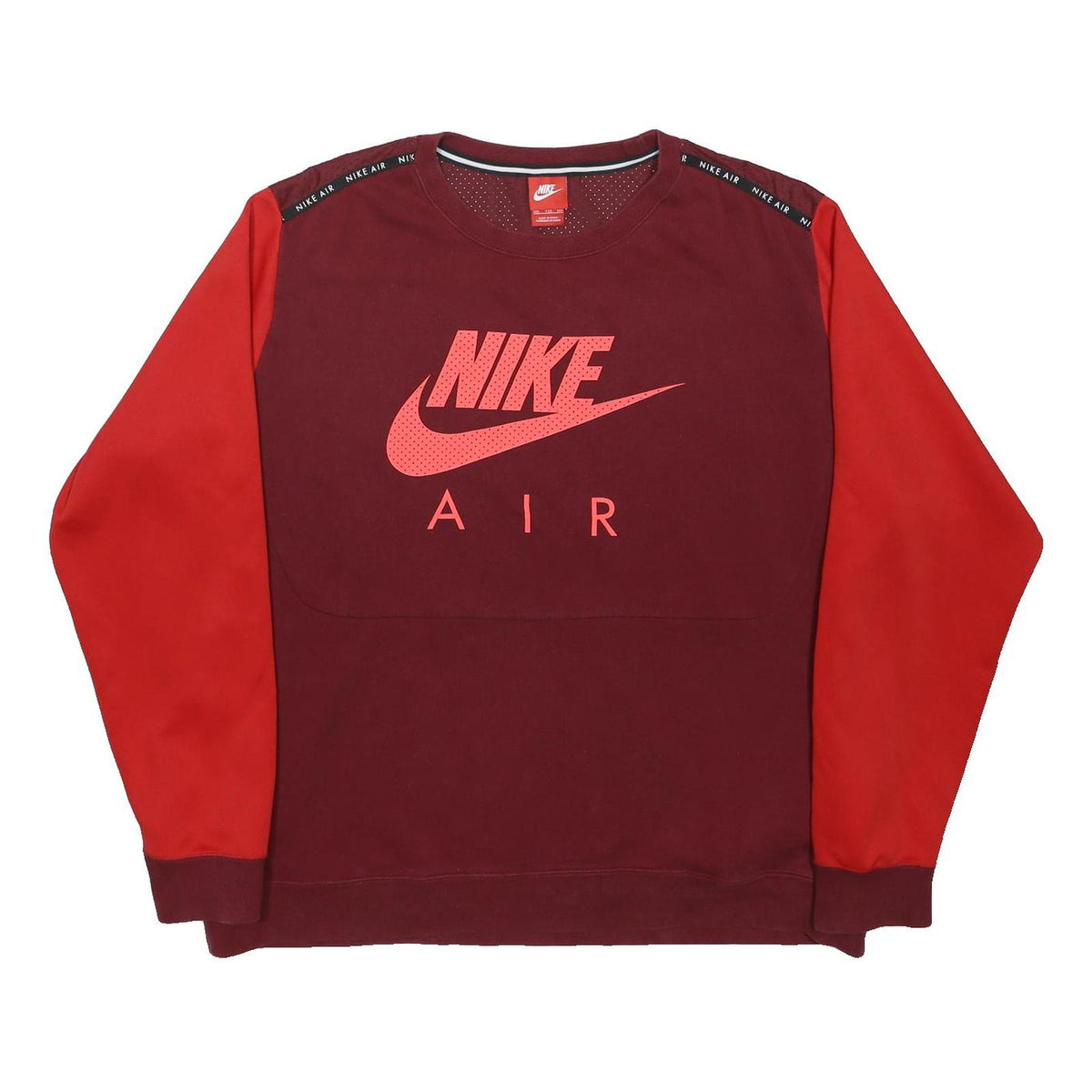 NIKE Mens Burgundy & Red Sweatshirt Crew Neck 2XL Nike Air Sportswear Pullover