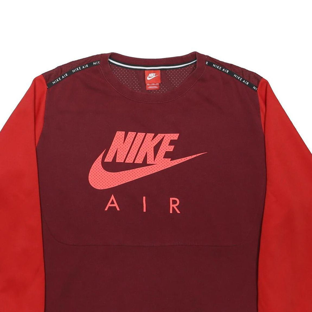 NIKE Mens Burgundy & Red Sweatshirt Crew Neck 2XL Nike Air Sportswear Pullover