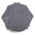 THE ARROW COMPANY Mens Blue & Cream Paisley Cotton Blend Shirt L Long Sleeve