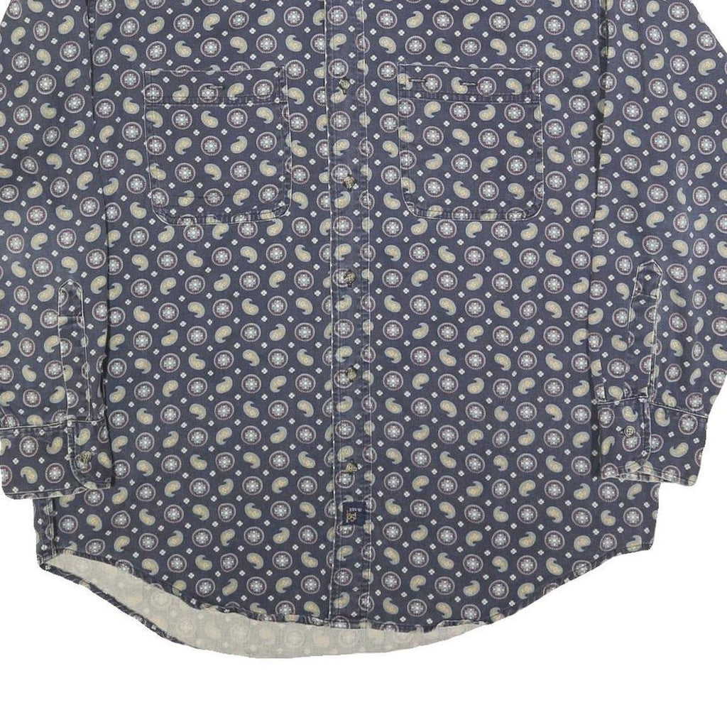 THE ARROW COMPANY Mens Blue & Cream Paisley Cotton Blend Shirt L Long Sleeve