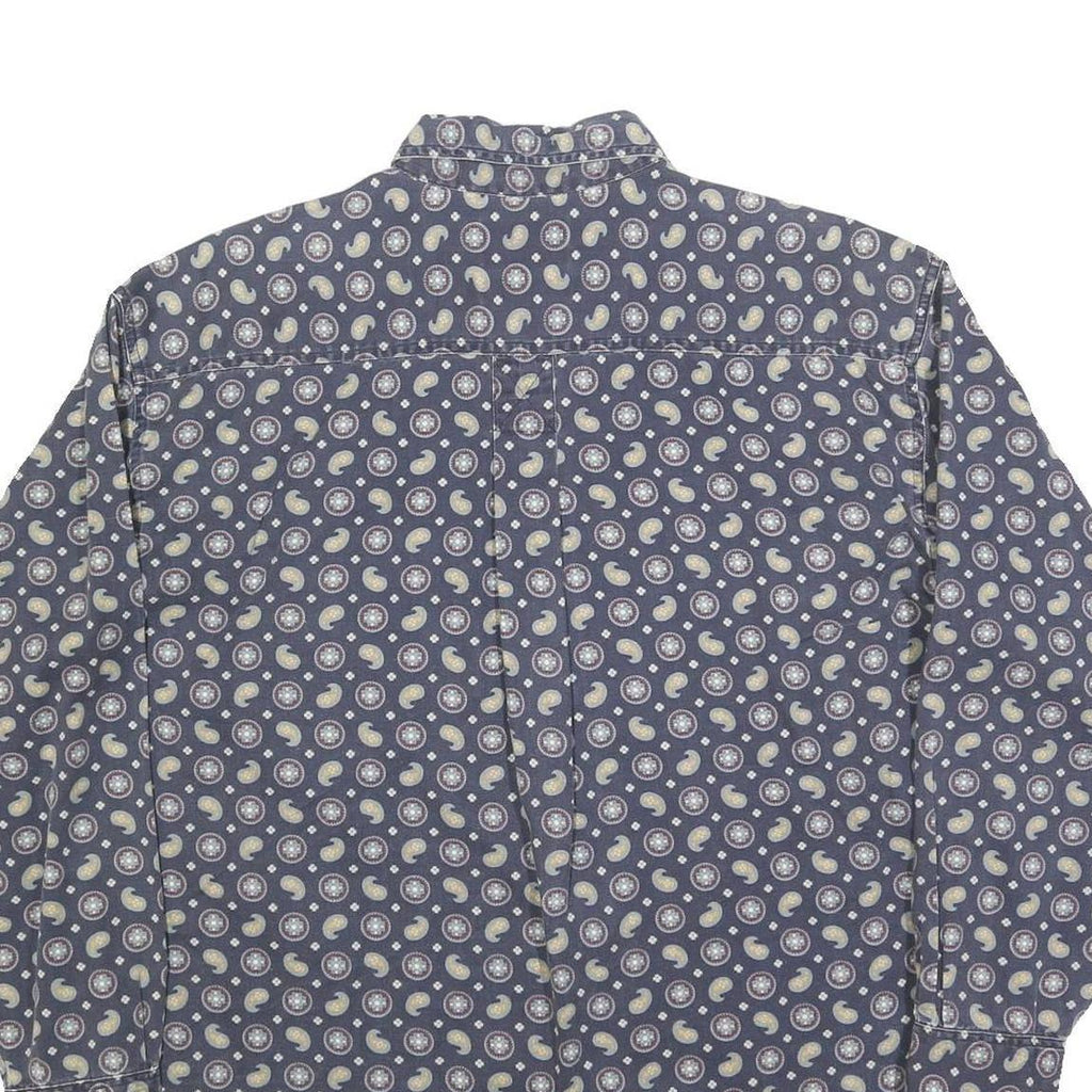 THE ARROW COMPANY Mens Blue & Cream Paisley Cotton Blend Shirt L Long Sleeve