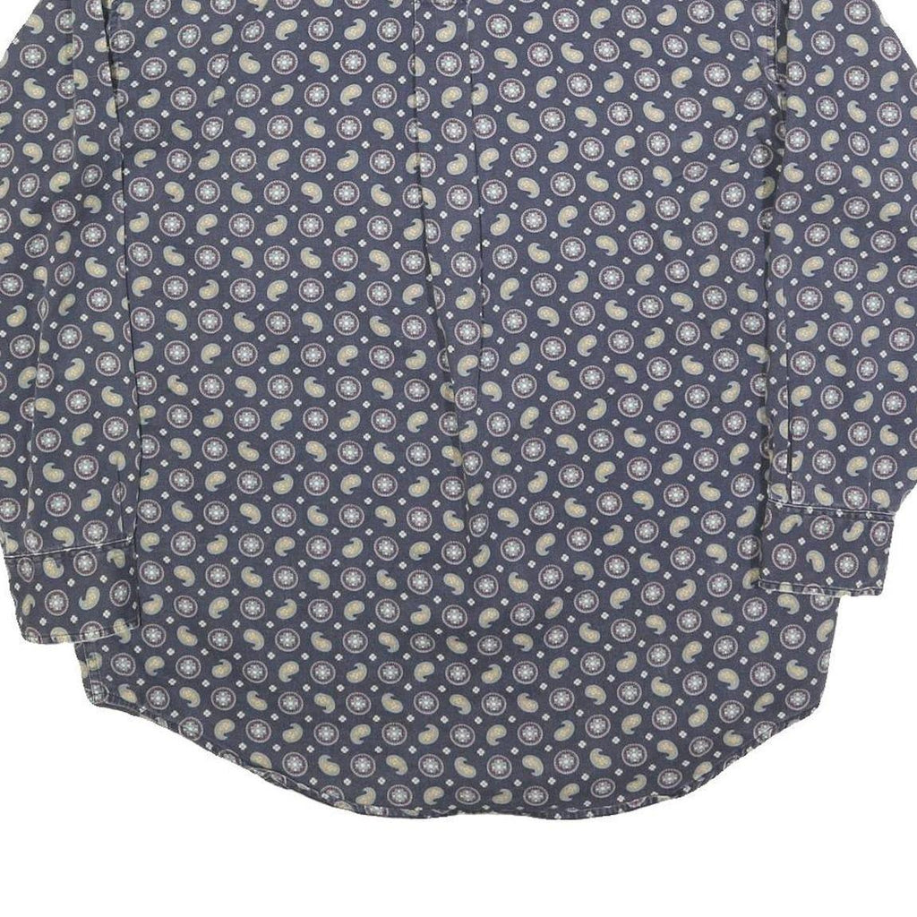 THE ARROW COMPANY Mens Blue & Cream Paisley Cotton Blend Shirt L Long Sleeve