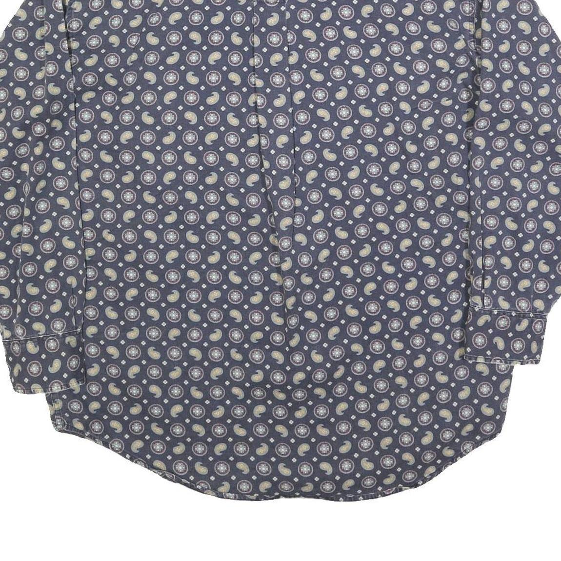 THE ARROW COMPANY Mens Blue & Cream Paisley Cotton Blend Shirt L Long Sleeve