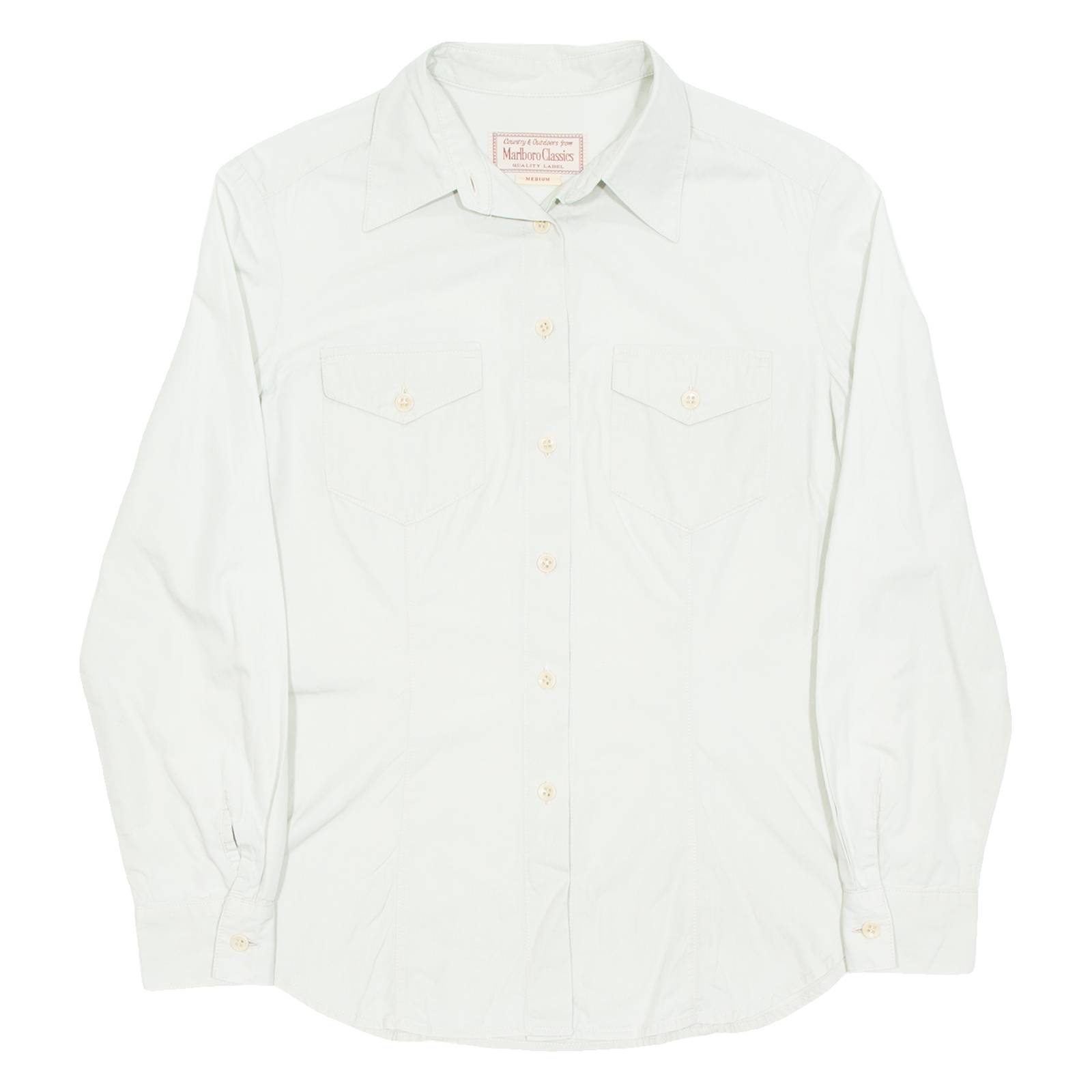 MARLBORO Womens Plain Shirt Beige Long Sleeve M