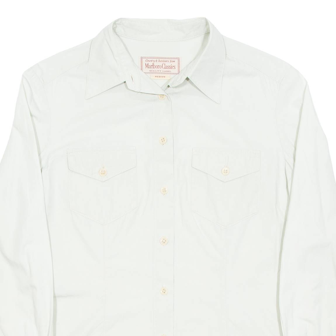 MARLBORO Womens Plain Shirt Beige Long Sleeve M