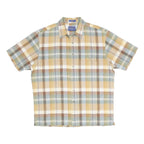 PENDLETON Mens Beige & Green Checked Cotton Shirt L Short Sleeve Casual