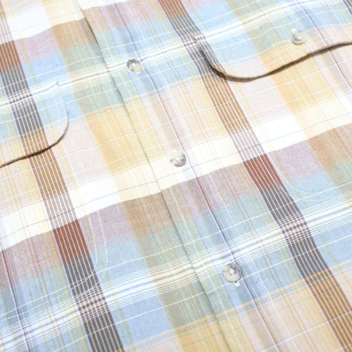 PENDLETON Mens Beige & Green Checked Cotton Shirt L Short Sleeve Casual