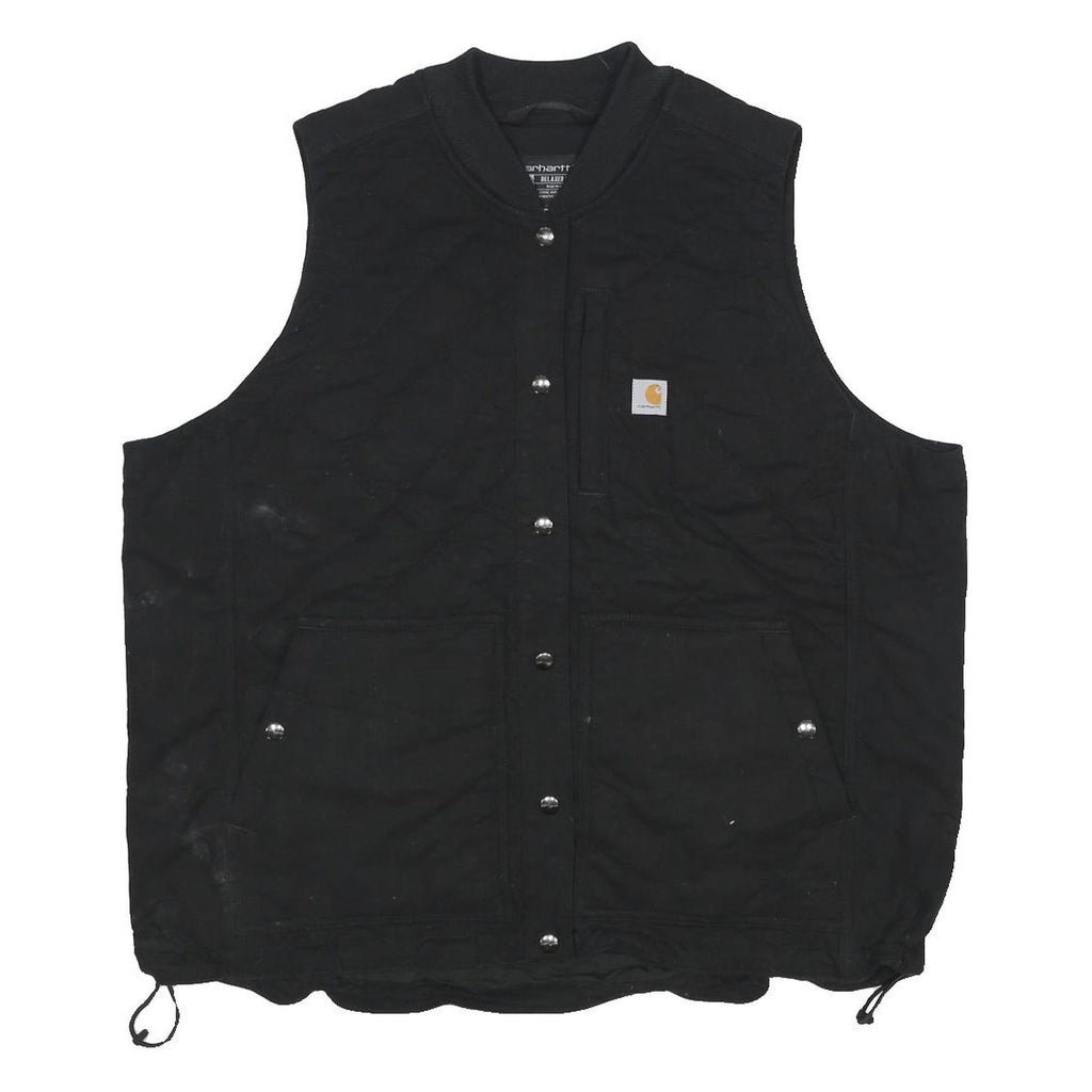 CARHARTT Womens Black Cotton Blend Quilted Button Jacket XL Workwear Vest