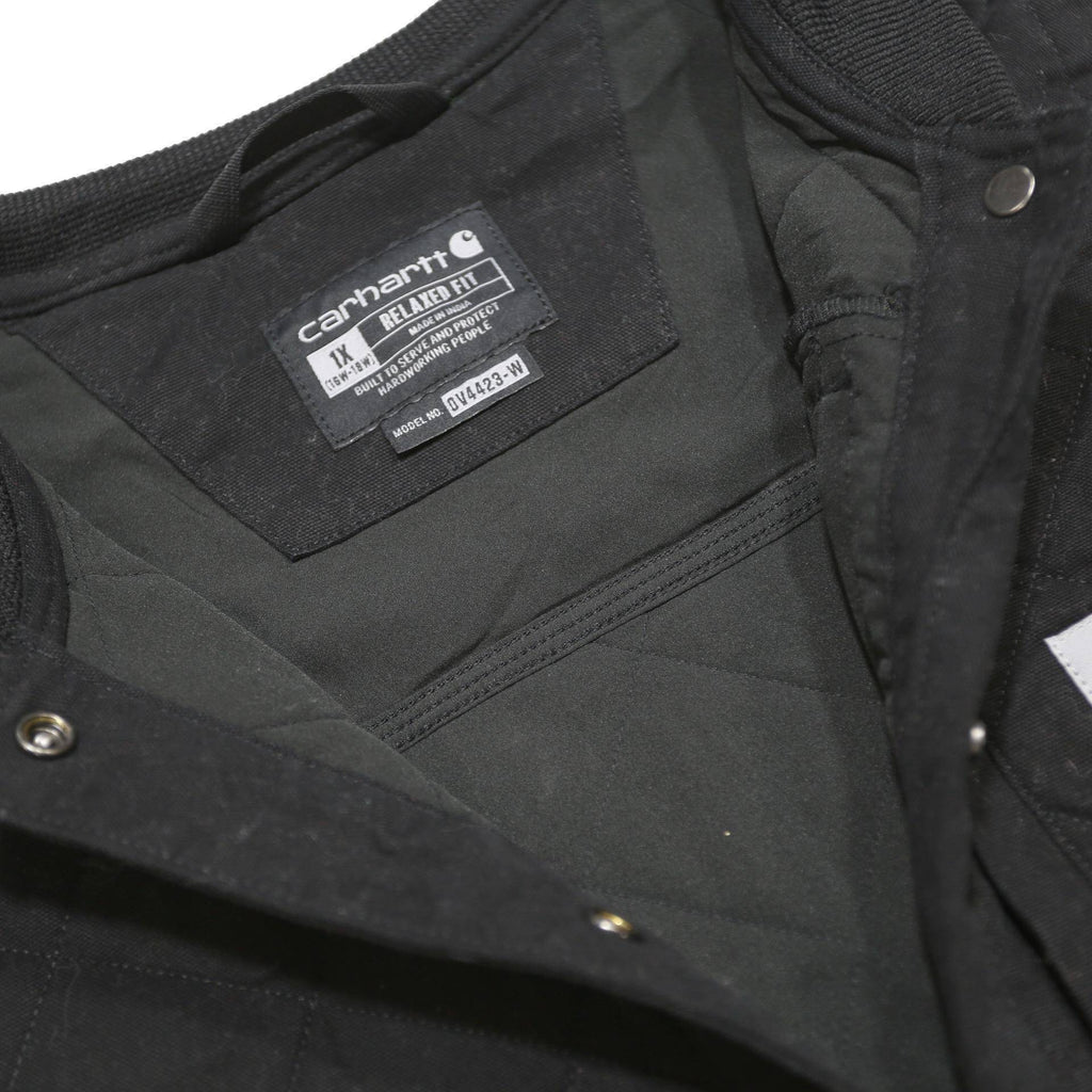 CARHARTT Womens Black Cotton Blend Quilted Button Jacket XL Workwear Vest