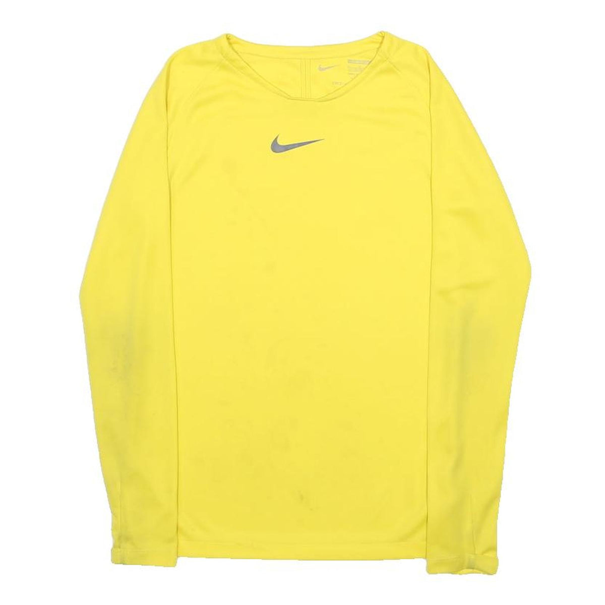 NIKE Boys Yellow Long Sleeve Crew Neck T-Shirt L Sports Activewear