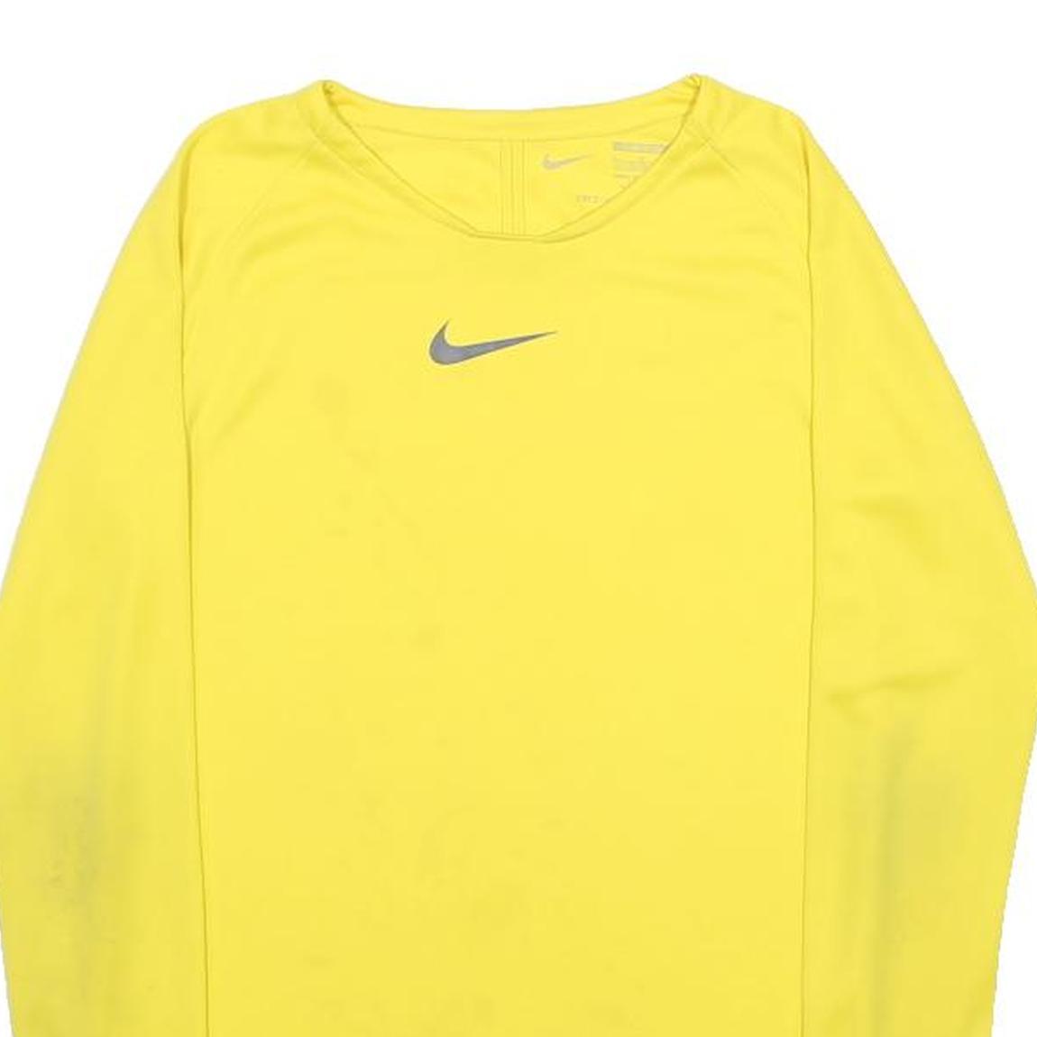NIKE Boys Yellow Long Sleeve Crew Neck T-Shirt L Sports Activewear