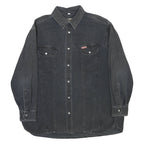 TEDDY'S Mens Black Cotton Blend Shirt L Casual Button-Up Long Sleeve Chest