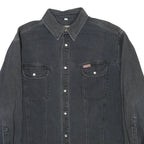 TEDDY'S Mens Black Cotton Blend Shirt L Casual Button-Up Long Sleeve Chest