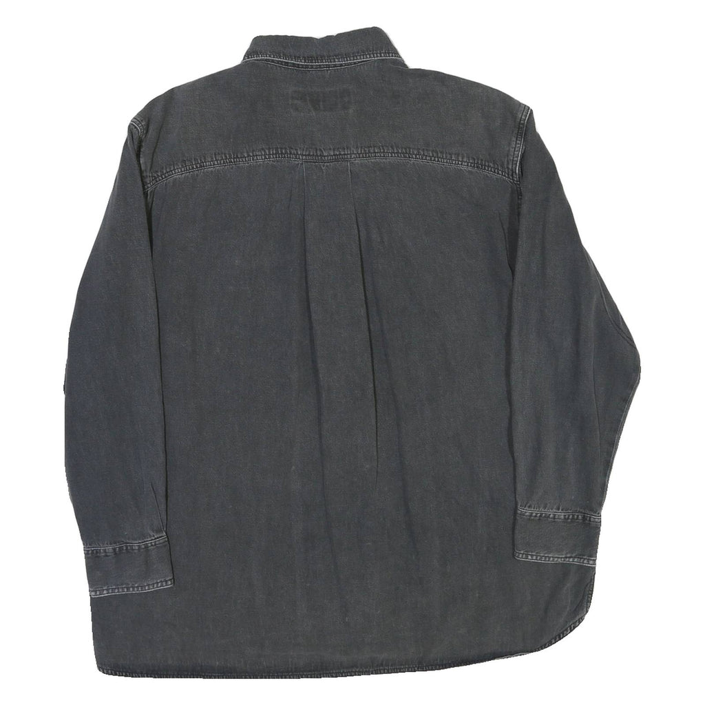 TEDDY'S Mens Black Cotton Blend Shirt L Casual Button-Up Long Sleeve Chest