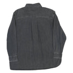 TEDDY'S Mens Black Cotton Blend Shirt L Casual Button-Up Long Sleeve Chest