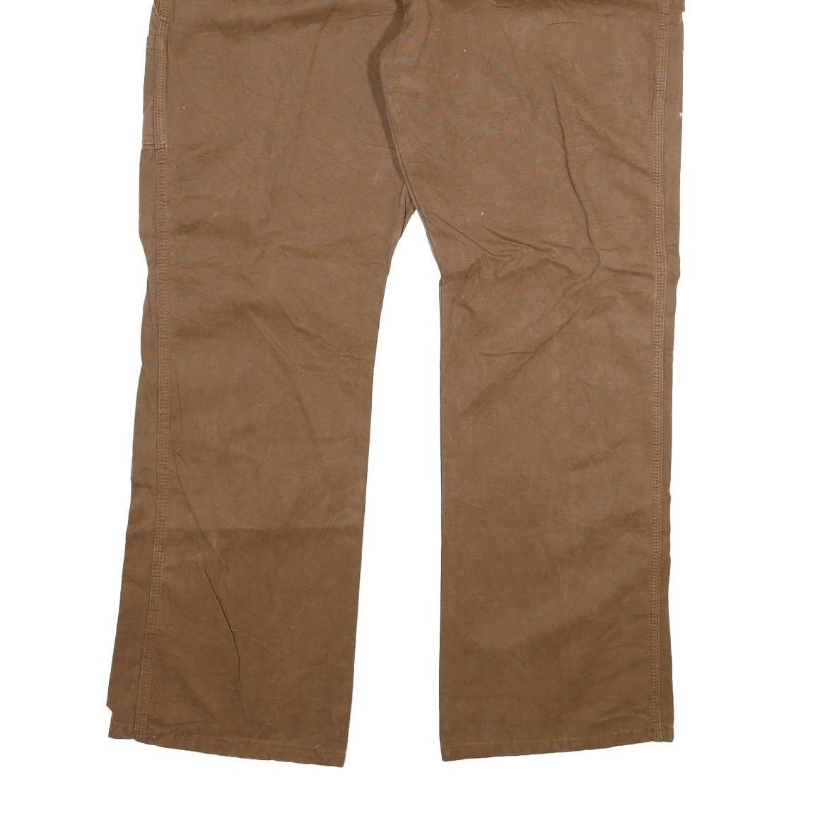 DICKIES Mens Cotton Blend Brown Regular Straight Trousers W40 L32 Workwear