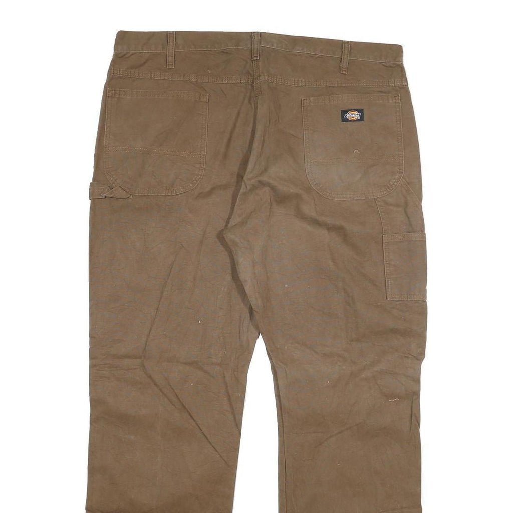 DICKIES Mens Cotton Blend Brown Regular Straight Trousers W40 L32 Workwear